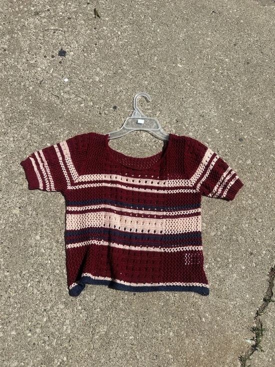 Other - GeeGee Striped Knit Top in Maroon, Navy & Cream